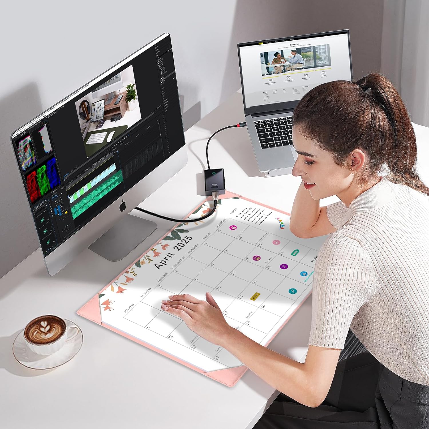 Gannyfer Large Desk Calendar 2025-2026 with Mat - 18 Month Table Calendar, 22" x 17" Desktop Pad Calendar for Planning and Organizing in Your Family, School or Office(6 Stickers Included, Pink) - Image 7