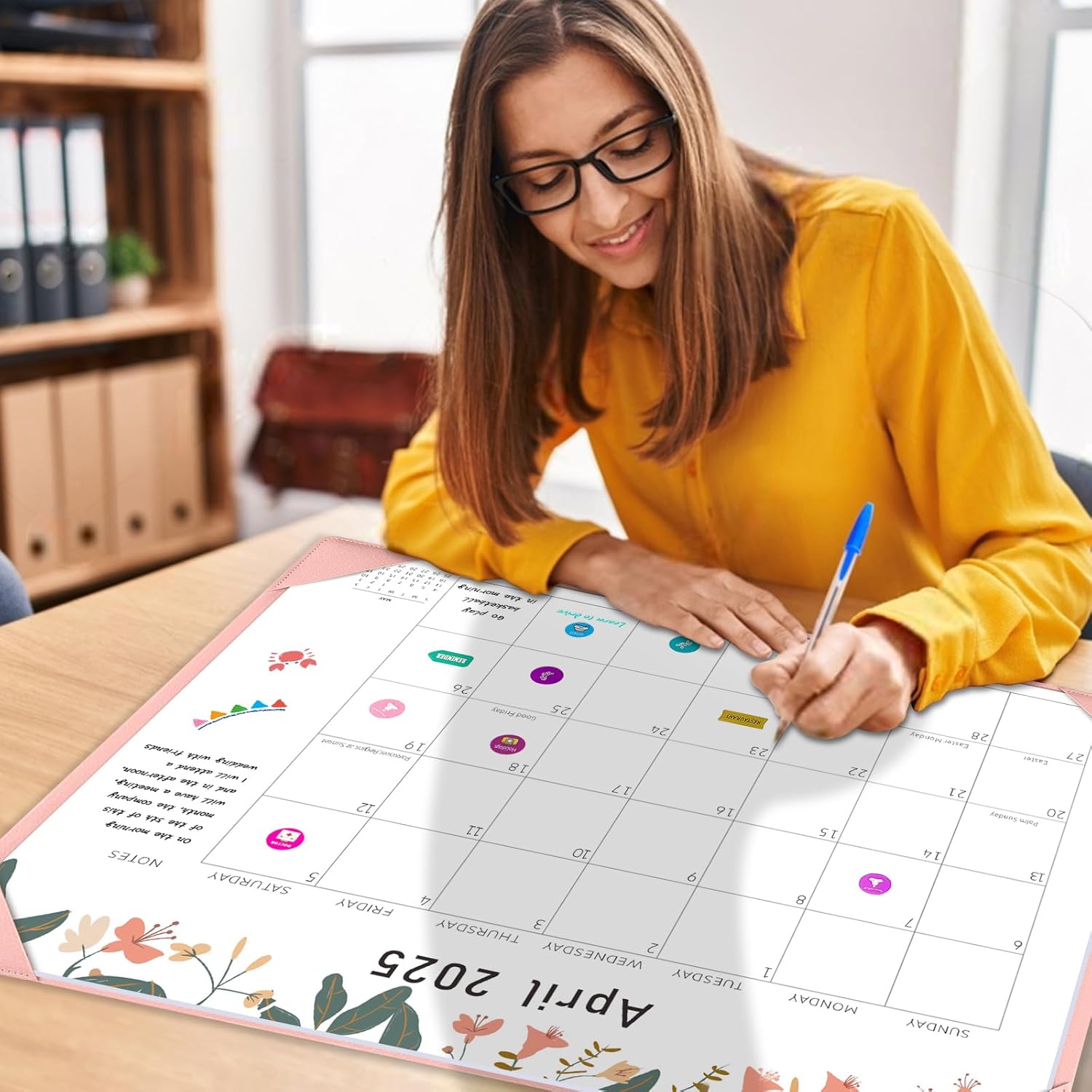 Gannyfer Large Desk Calendar 2025-2026 with Mat - 18 Month Table Calendar, 22" x 17" Desktop Pad Calendar for Planning and Organizing in Your Family, School or Office(6 Stickers Included, Pink) - Image 8