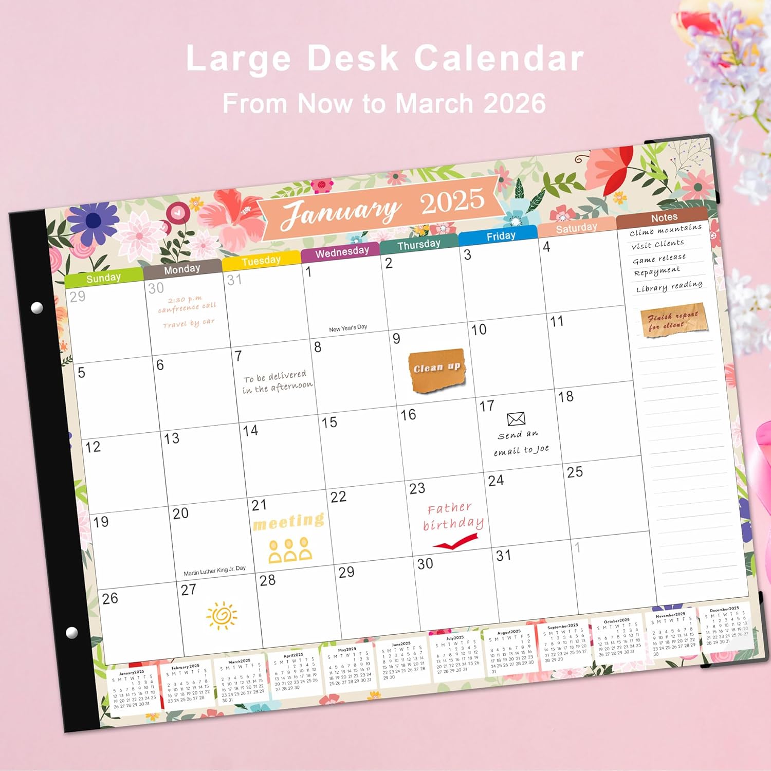 Large Desk Calendar 2025-2026 - 22" x 17" - 18 Month From Now to March 2026, Desk top Calendar 2025 for Planning and Organizing Office or Home - Image 5