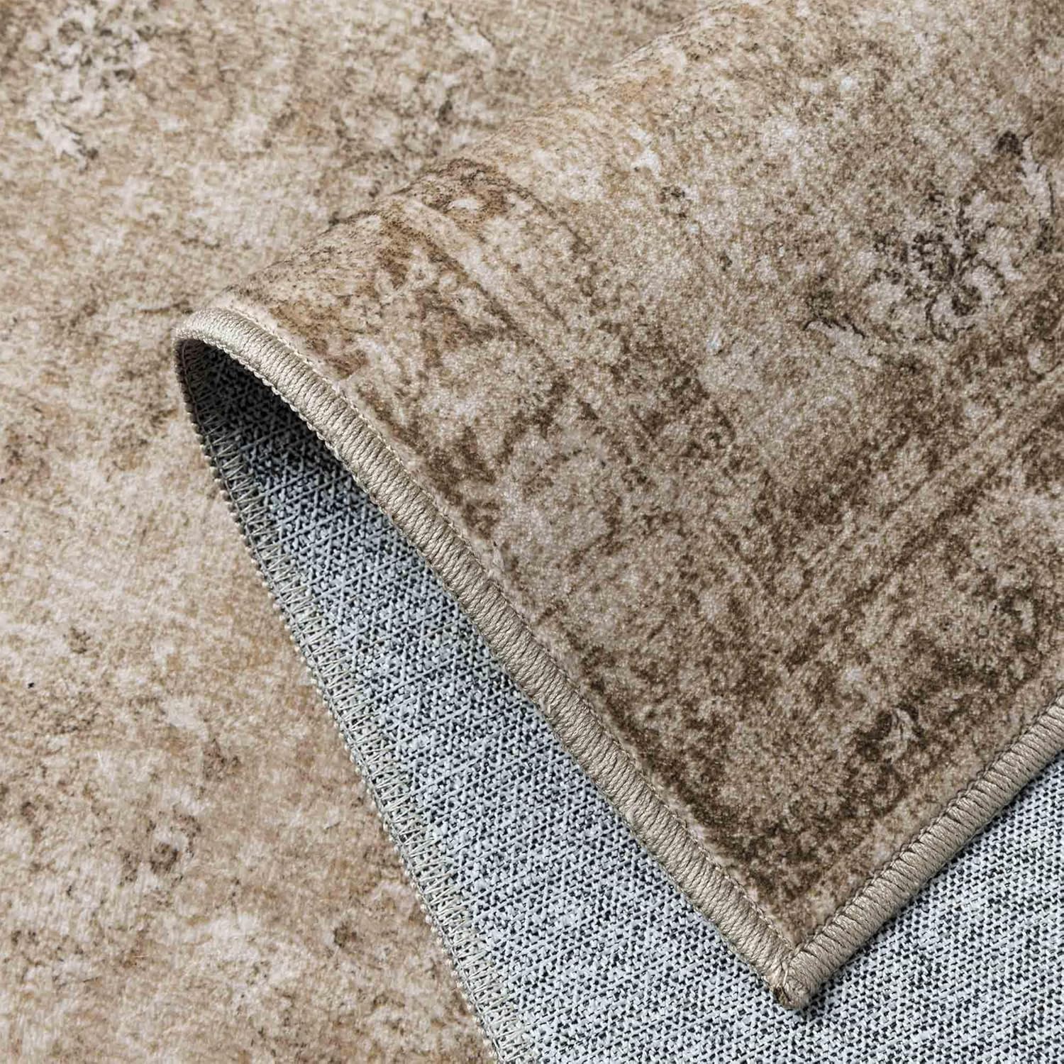 Vintage Area Rug 3x5 Light Brown Washable Entryway Office Carpet Indoor Bedroom Living Room Non Slip Kitchen Western Retro Distressed Soft Tribal Throw Accent Rug for Dining Room Bathroom - Image 9